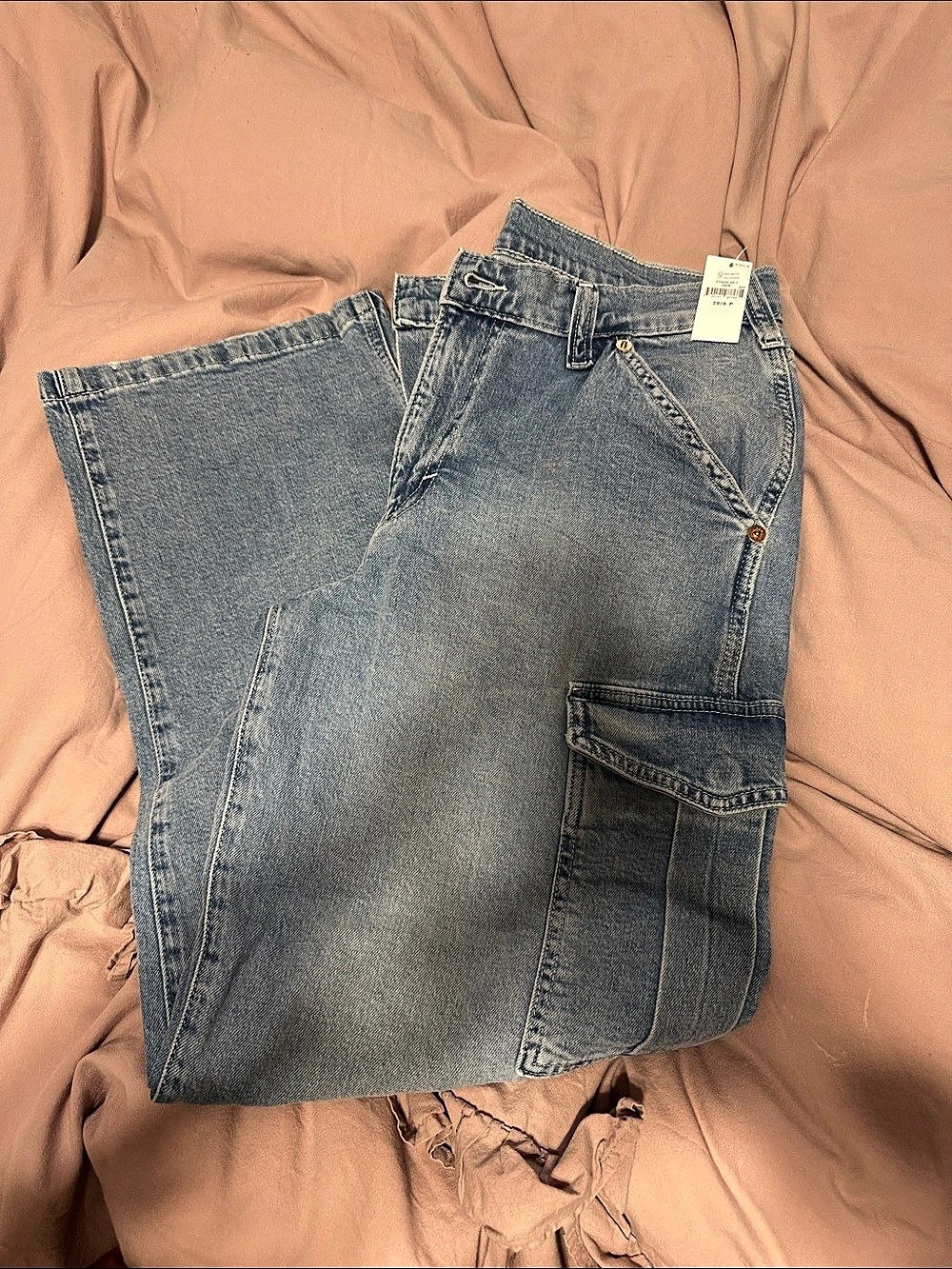 Gap Mid Rise '90s Loose Cargo Jeans Blue Waist 28